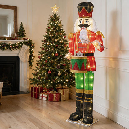 5FT Animated Nutcracker, Light Up Christmas Drummer Decoration