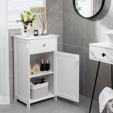 Bathroom Floor Cabinet, Freestanding Storage Cupboard with Drawer