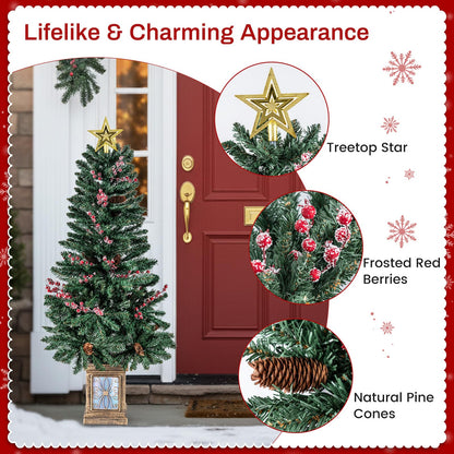 2 Pack Entrances Trees with Garland and Wreath Potted Christmas Tree Set of 4