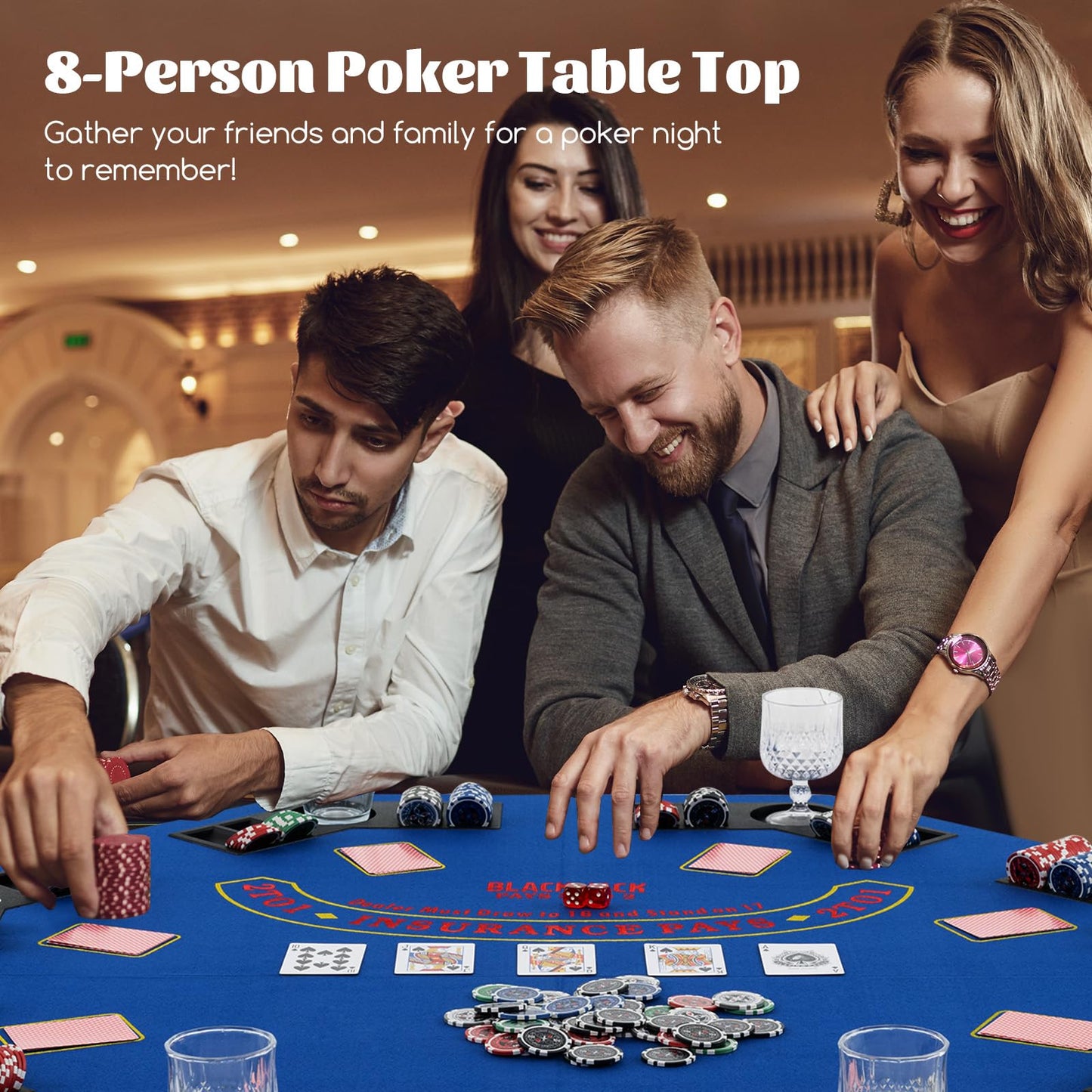 120CM 8-Player Foldable Poker Table Top with Carrying Bag