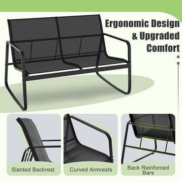 Metal Frame Outdoor Conversation Set with Loveseat and Glass Coffee Table