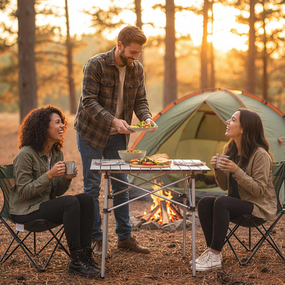 Folding Roll-up Aluminium Camping Table for 4