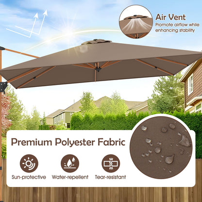 297 cm Outdoor Patio Cantilever Umbrella with 360° Rotation