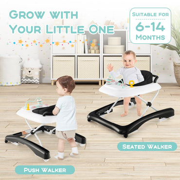 Folding Baby Walker Push Along and Walker Combofor 6-14 Months Boys Girls