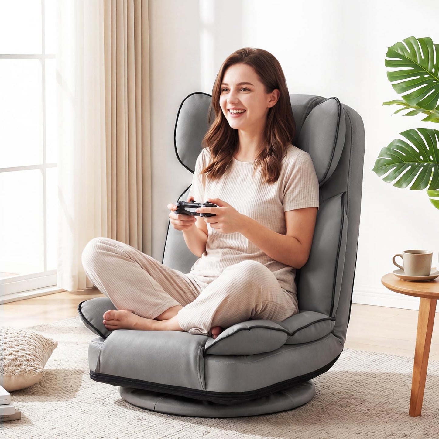 360° Swivel Floor Gaming Chair Bed, 6 Adjustable Positions