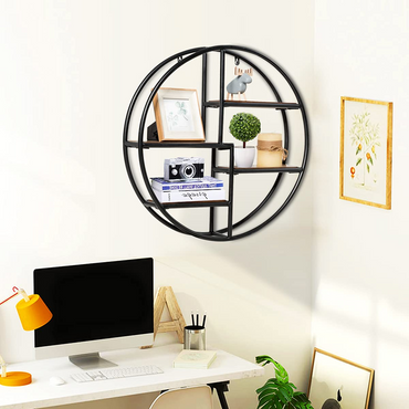 Giantex Wall Mounted Round Shelf 4 Tiers Display Organiser Unit Decorative Ledge