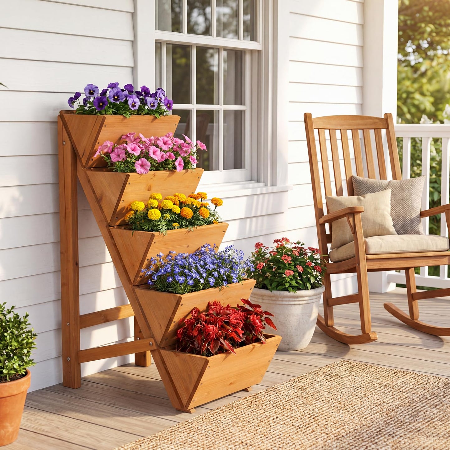 5-tier Vertical Raised Garden Bed Wood Elevated Planter Box