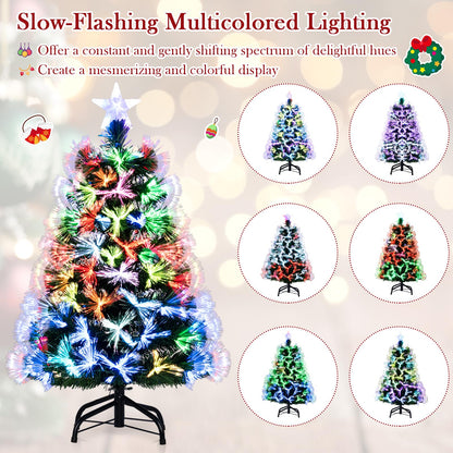 3 FT Fiber Optic Christmas Tree Artificial Pre-Lit Xmas Tree with 93 Branch Tips