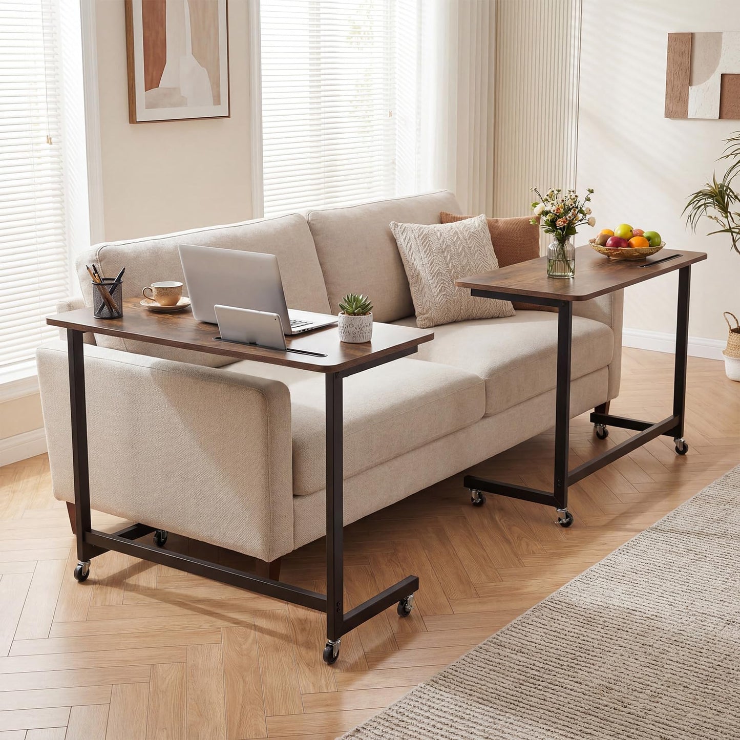 Rolling Laptop Desk Cart with Tablet Slot and Wheels