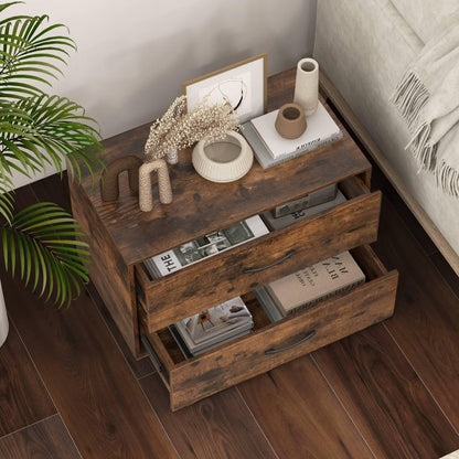 Stackable 2-Drawer Dresser with Anti-scratch Pads and Anti-tipping Devices