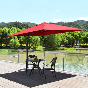 3m Patio Cantilever Umbrella with 4-Level Tilting Adjustment and Crank Handle