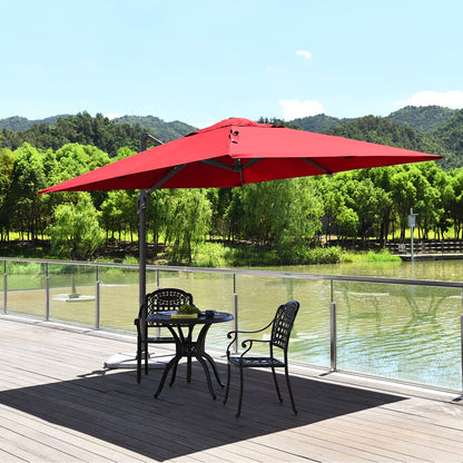 3m Patio Cantilever Umbrella with 4-Level Tilting Adjustment and Crank Handle