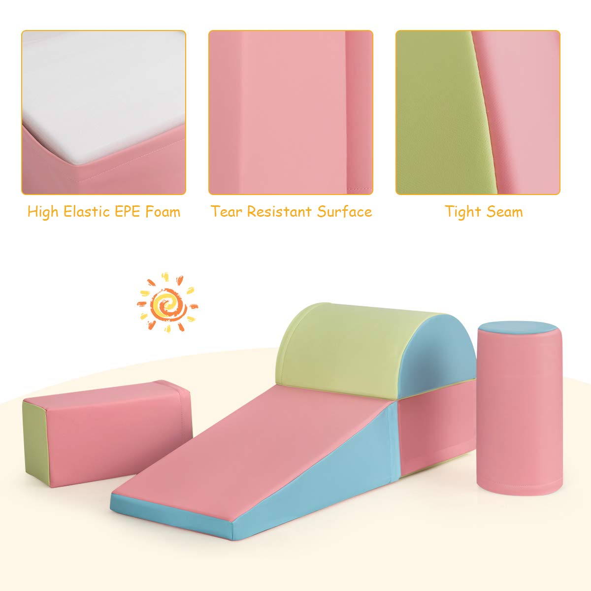 Giantex 5 Pieces Baby Climb and Crawl Foam Play Set Colorful Children's Educational Software Activity Toys