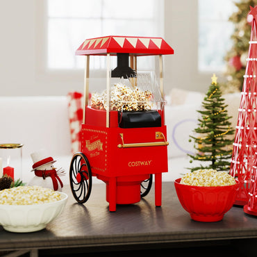 Vintage Style Popcorn Maker Cart with Kernel Measuring Cup
