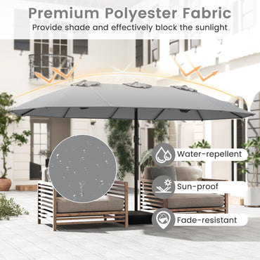 4.5m Outdoor Extra Large Double-Sided Parasol with Base & 12 Metal Ribs