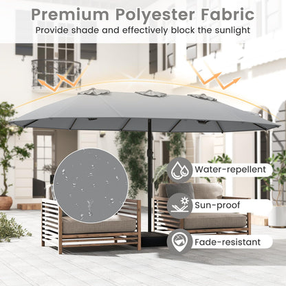 4.5m Outdoor Extra Large Double-Sided Parasol with Base & 12 Metal Ribs