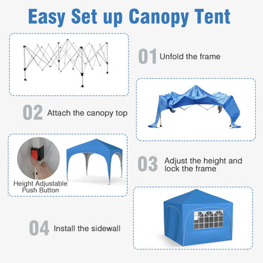 Outdoor Foldable Canopy Tent with 4 Removable Sidewall