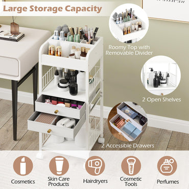 Floor Skincare Organizer Cosmetics Storage Cart with Drawers