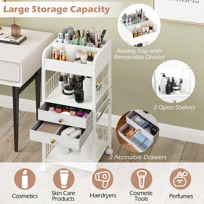 Floor Skincare Organizer Cosmetics Storage Cart with Drawers
