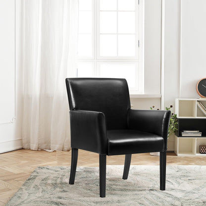 Guest Chair with Wood Frame, Wide Backrest and Ergonomic Armrests