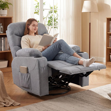 Recliner Chair with Massage and Heat Nursery Rocking Chair with 360° Swivel Function