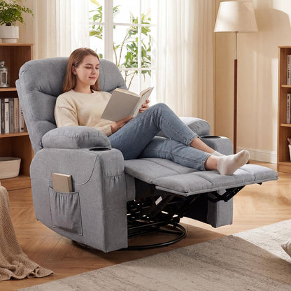 Recliner Chair with Massage and Heat Nursery Rocking Chair with 360° Swivel Function