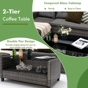 4-Piece All-Weather Outdoor Sectional L-shaped Sofa Set with Coffee Table