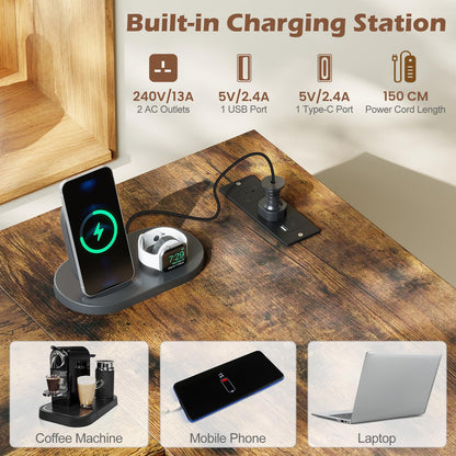 3-Piece Bar Table Set with Charging Station