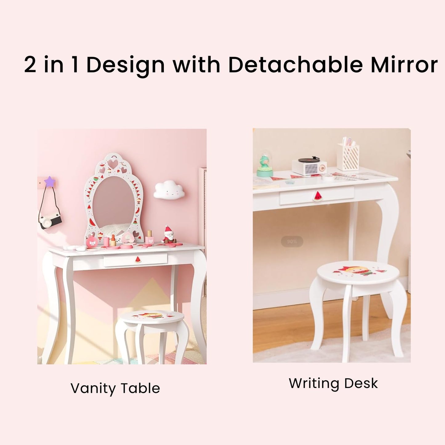 2-in-1 Kids Vanity Set with Mirror and Drawer