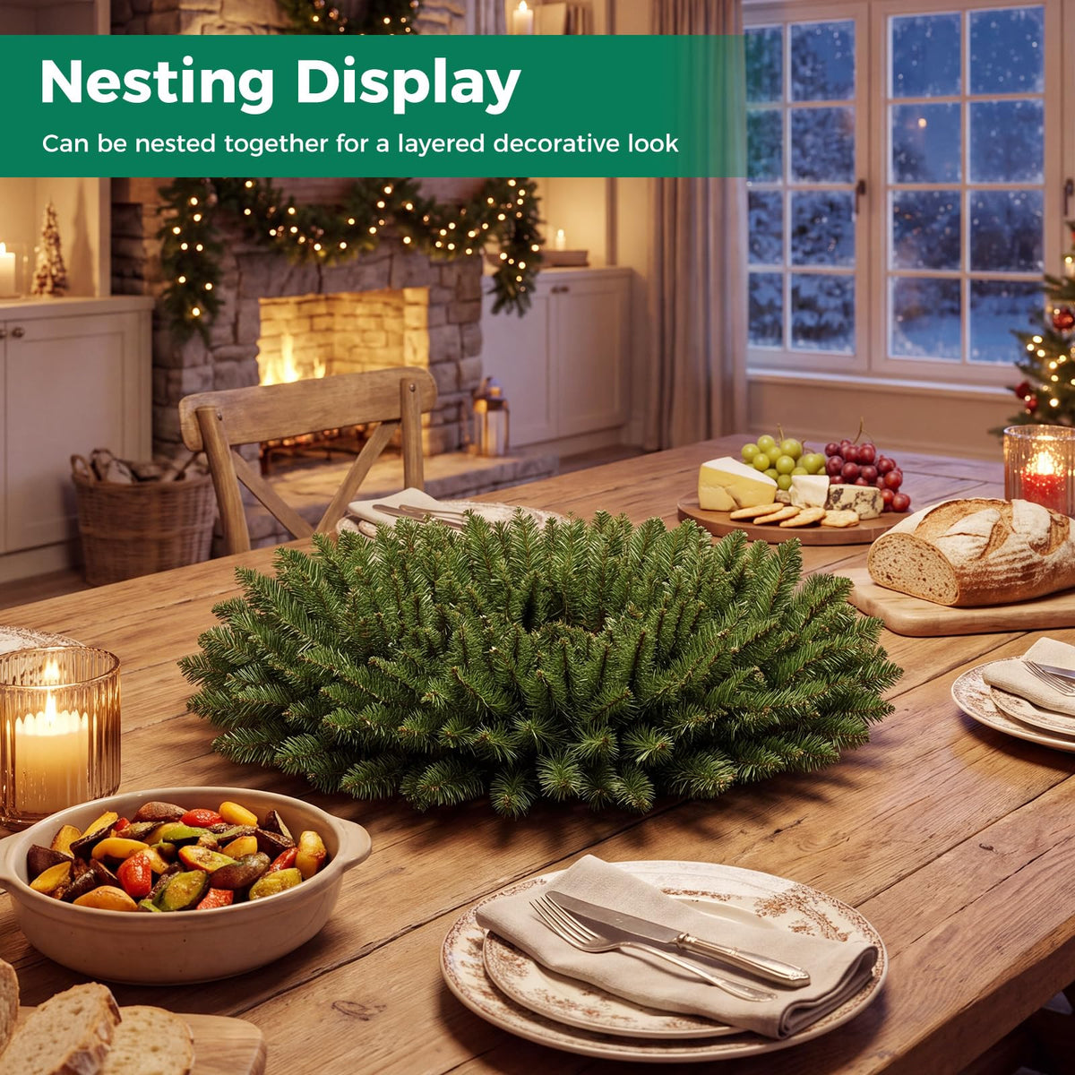 6PCS 36-76cm Nesting Christmas Wreaths Set