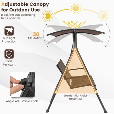 Outdoor Hammock Bench Chair with Adjustable Canopy and Soft Cushions