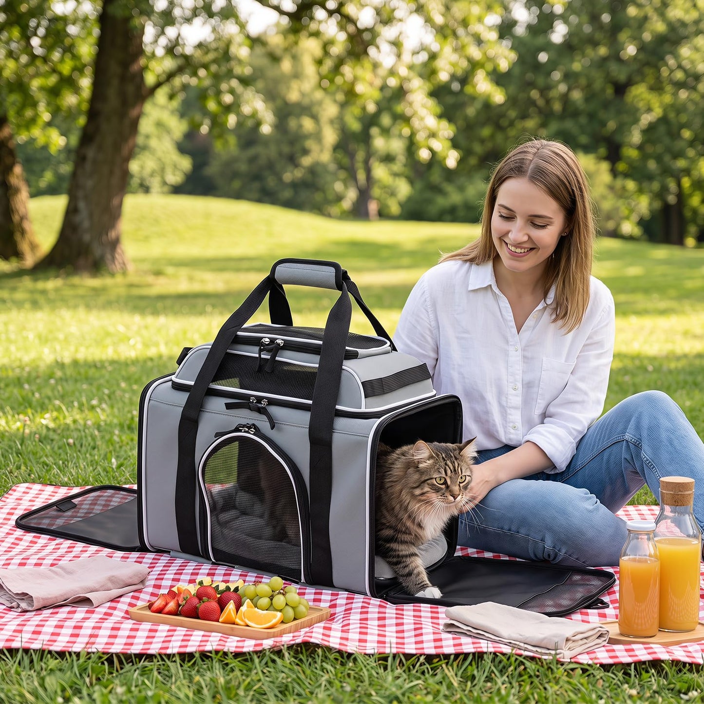 Airline Approved Rolling Cat and Dog Carrier with and Telescopic Handle