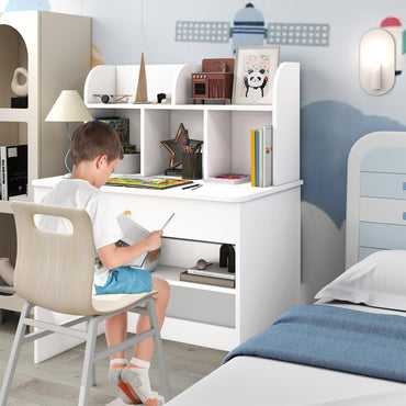 Kids Wooden Study Desk with Hutch and Drawer
