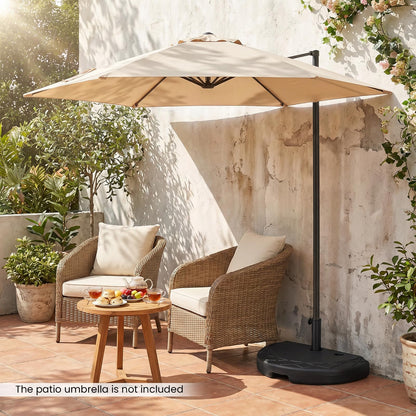 20kg Half Round Parasol Base, Water and Sand Fillable Patio Umbrella Stand Holder Fits Poles up to 38 mm-48 mm