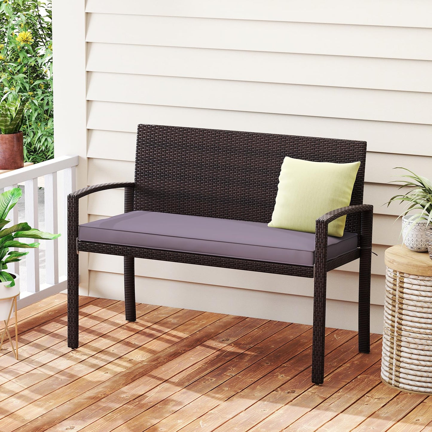 2 Seater Wicker Leisure Loveseat with Soft Seat Cushion