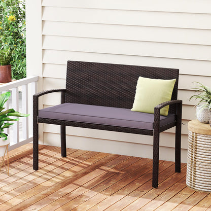 2 Seater Wicker Leisure Loveseat with Soft Seat Cushion