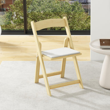 Set of 2 Foldable Kitchen Chair with Rubber Wood Legs and Padded Seat
