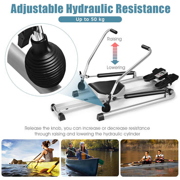 Hydraulic Rowing Machine with LCD Monitor for Home Gym
