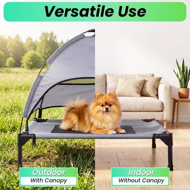 Raised Dog Bed, Elevated Pet Bed with Removable Canopy, Breathable Mesh & Carry Bag