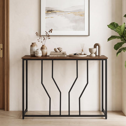 110 cm Gold Console Table Entryway Table with Faux Marble Tabletop