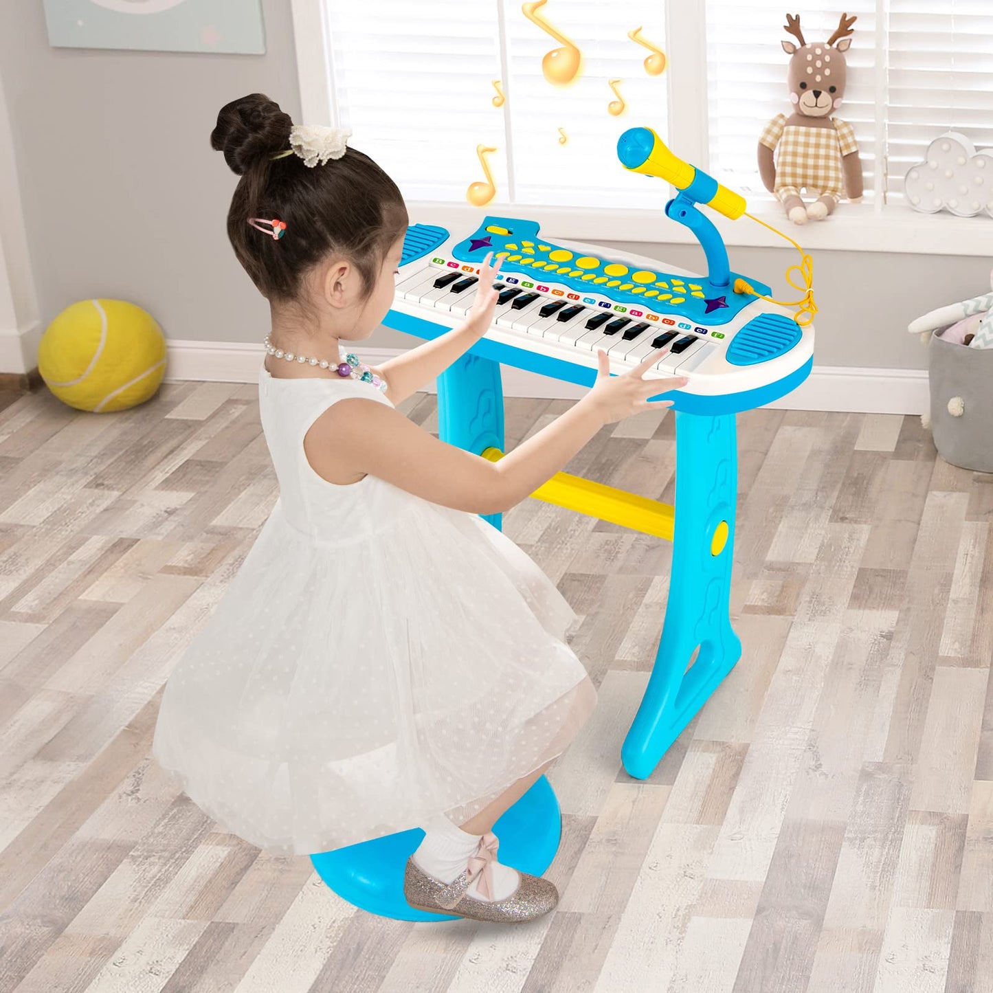 Portable Electronic 31-Key Kids Piano Keyboard Toy with Stool