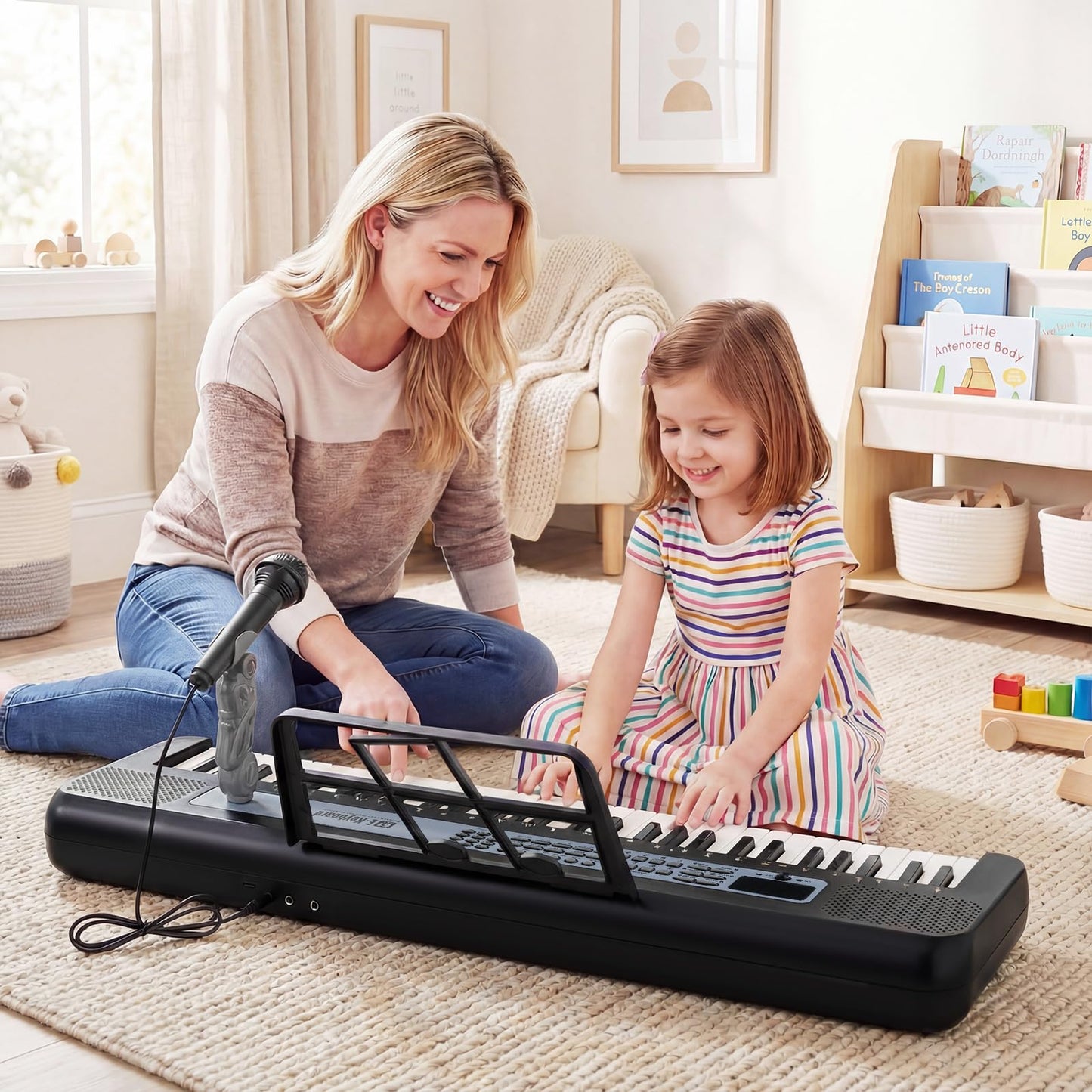 61 Keys Kids Piano Keyboard with Adjustable Stand for Aged 3+ Years Old