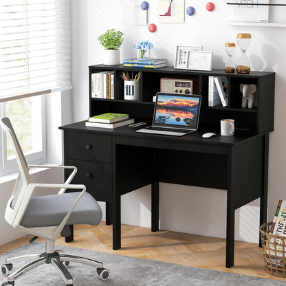 Computer Desk, 120CM Wooden Study Table Writing Workstation with Storage Shelves