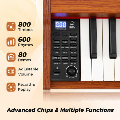 88-Key Keyboard Piano Set Full Size Semi-weighted Digital Piano