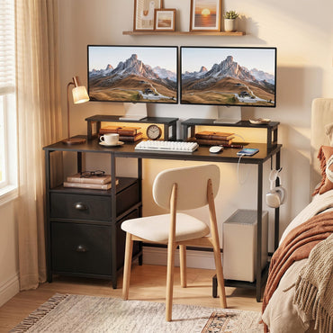 Computer Desk with Power Outlets, 120 x 48cm Large Corner Desk Writing Study Table
