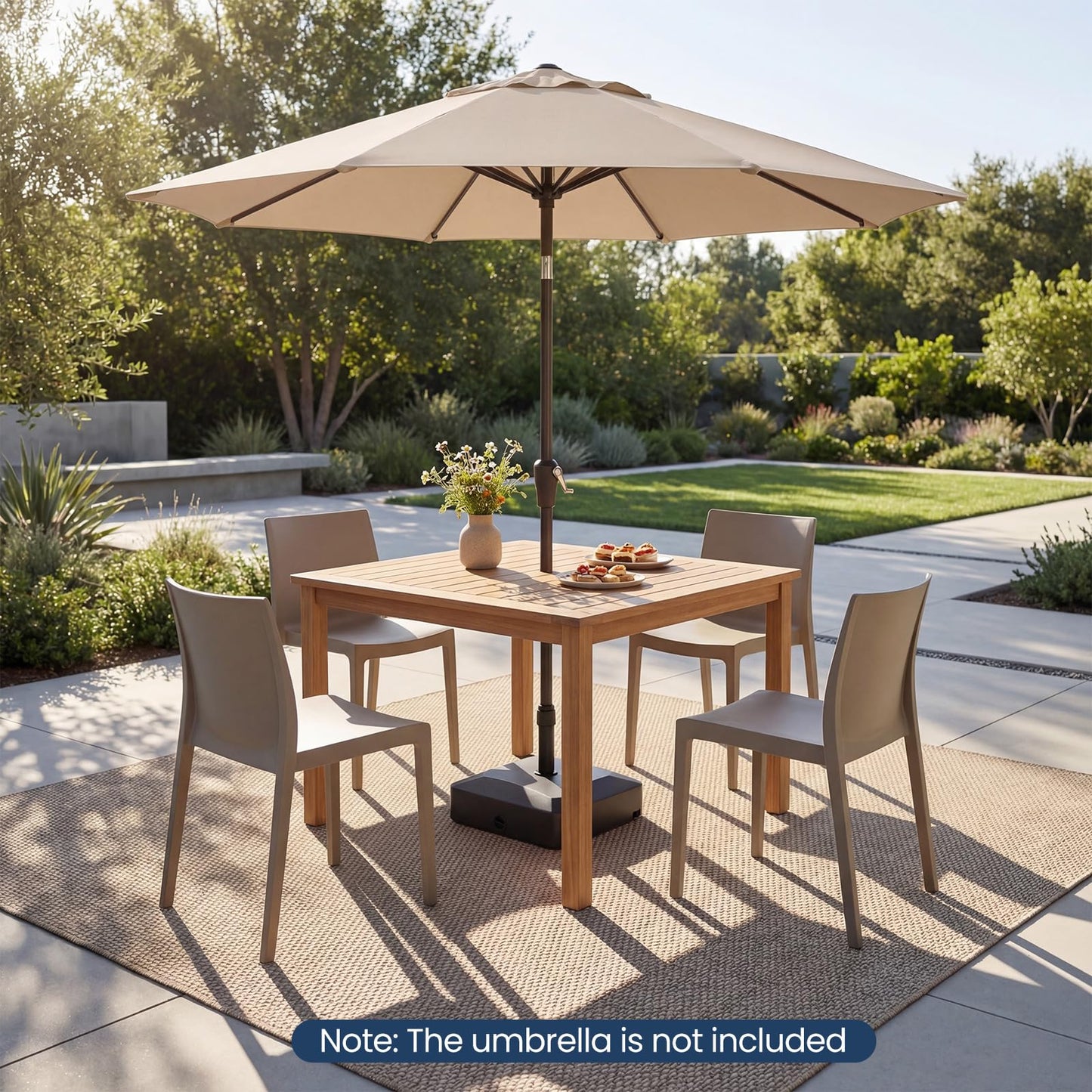 Water and Sand Fillable Umbrella Stand, Heavy Duty Square Market Table Umbrella Holder