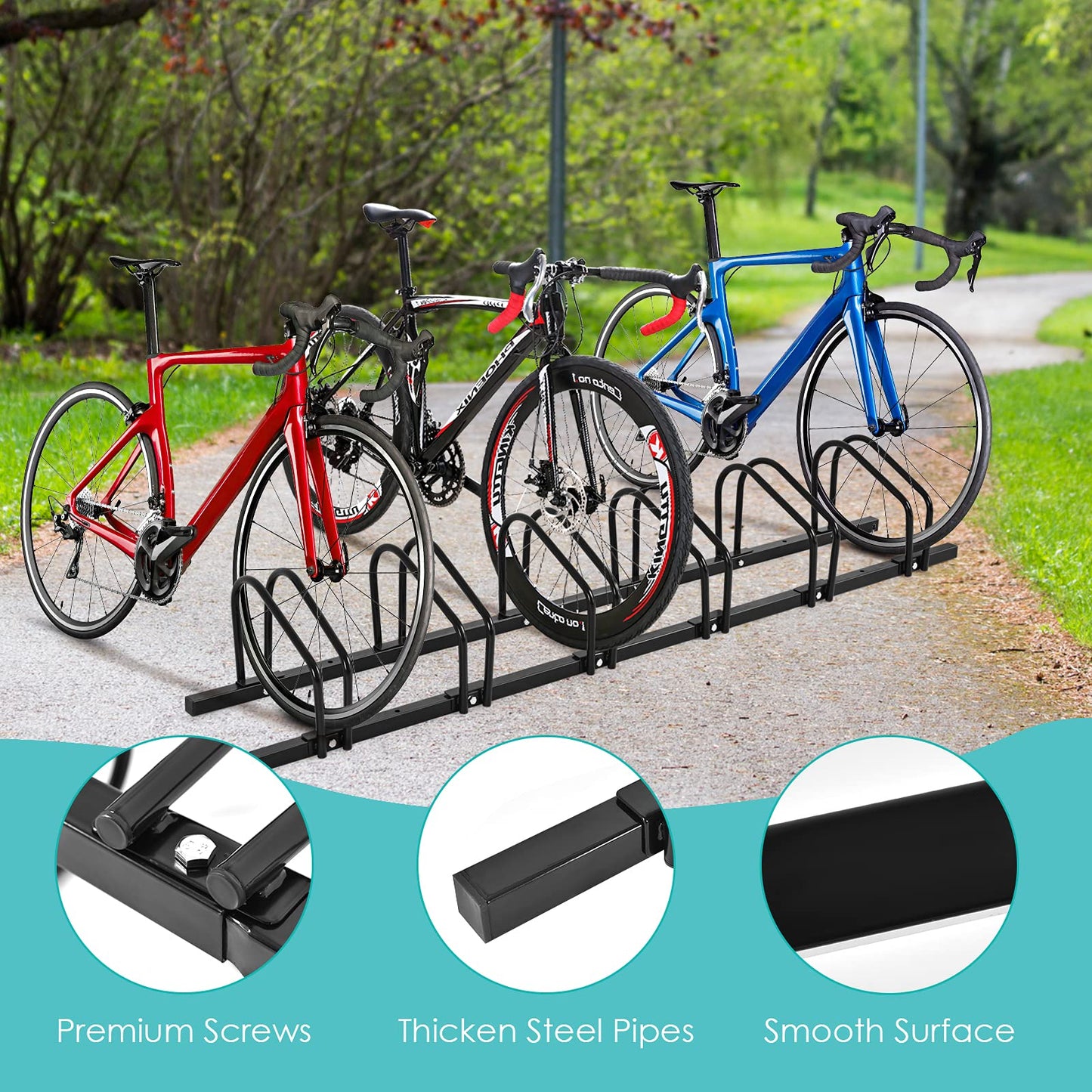6-Bike Steel Bike Rack for Child BMX Road and Mountain Bikes