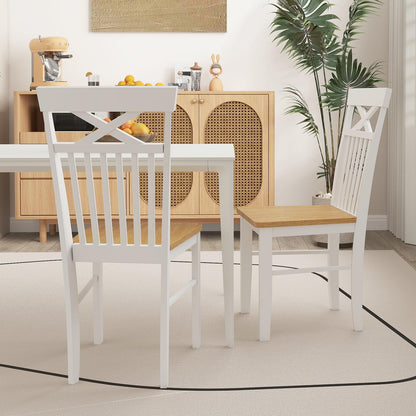 Farmhouse Dining Chair Set of 2 Wooden Kitchen Chair with Rubber Wood Frame