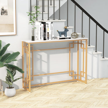 Metal Frame 110cm Long Narrow Accent Sofa Side Table for Hallway