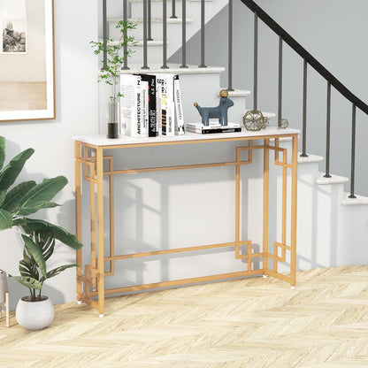 Metal Frame 110cm Long Narrow Accent Sofa Side Table for Hallway